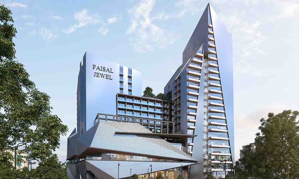 Faisal Jewels commercial tower in Faisal Hills Islamabad — retail shops and offices